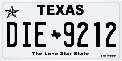 TX license plate DIE9212