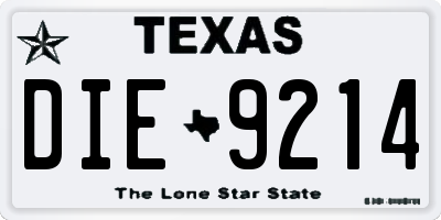 TX license plate DIE9214