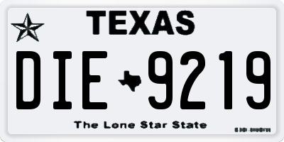 TX license plate DIE9219