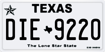 TX license plate DIE9220