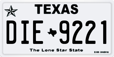 TX license plate DIE9221