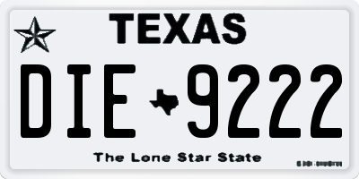 TX license plate DIE9222
