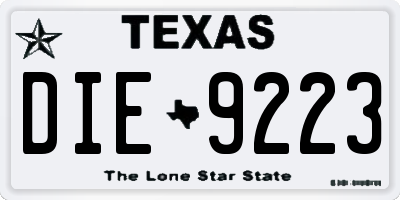 TX license plate DIE9223