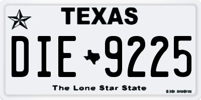 TX license plate DIE9225