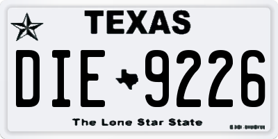 TX license plate DIE9226