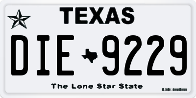 TX license plate DIE9229