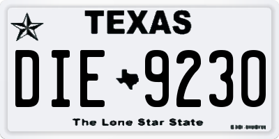 TX license plate DIE9230