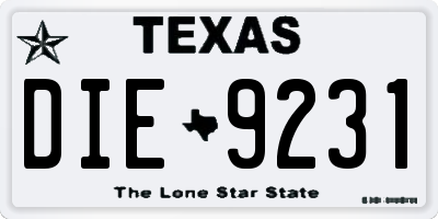 TX license plate DIE9231