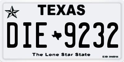 TX license plate DIE9232