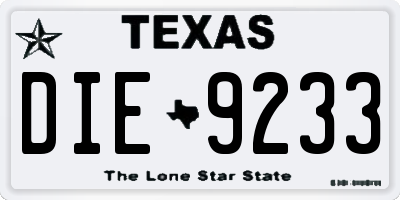 TX license plate DIE9233