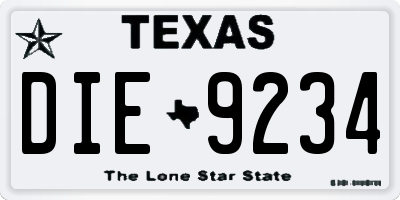 TX license plate DIE9234