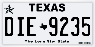 TX license plate DIE9235