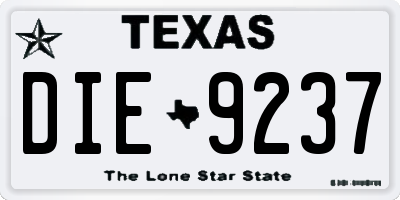 TX license plate DIE9237