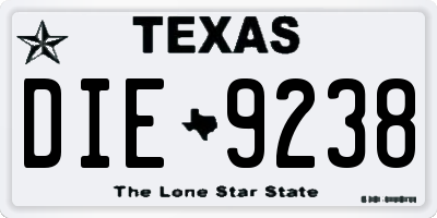 TX license plate DIE9238