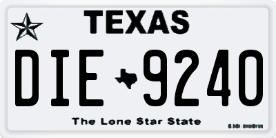TX license plate DIE9240
