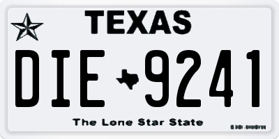 TX license plate DIE9241