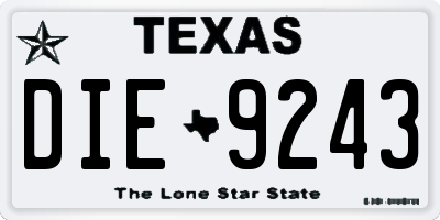 TX license plate DIE9243