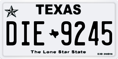 TX license plate DIE9245
