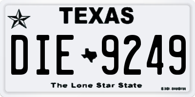 TX license plate DIE9249