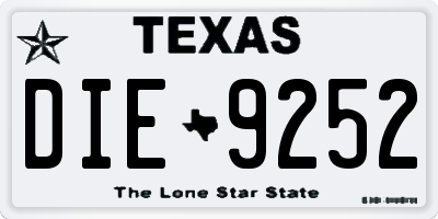 TX license plate DIE9252