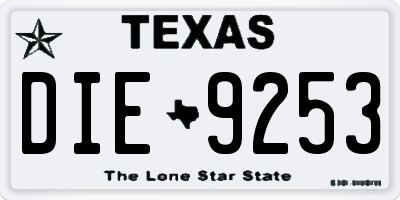 TX license plate DIE9253