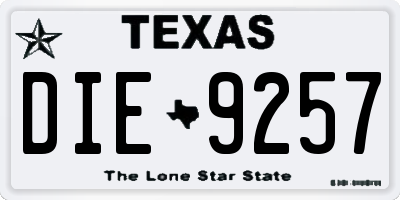 TX license plate DIE9257