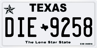 TX license plate DIE9258