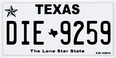 TX license plate DIE9259