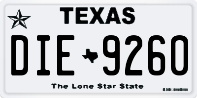 TX license plate DIE9260