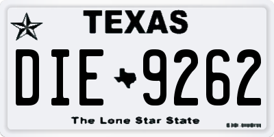 TX license plate DIE9262
