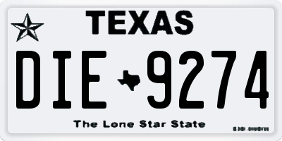 TX license plate DIE9274