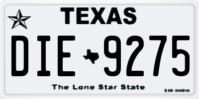 TX license plate DIE9275