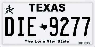 TX license plate DIE9277