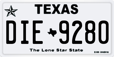 TX license plate DIE9280