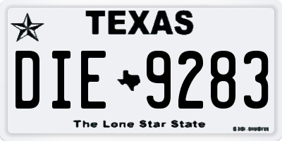 TX license plate DIE9283