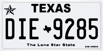 TX license plate DIE9285