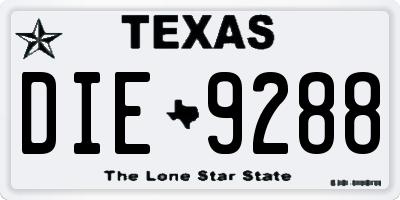 TX license plate DIE9288