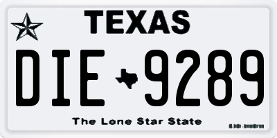 TX license plate DIE9289
