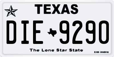 TX license plate DIE9290