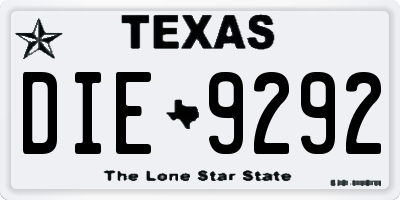 TX license plate DIE9292