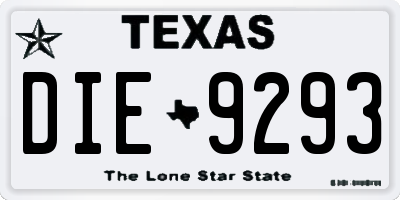 TX license plate DIE9293