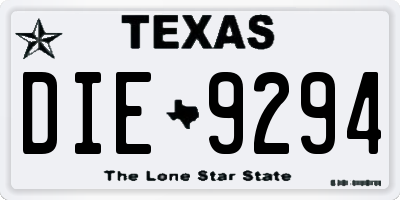 TX license plate DIE9294