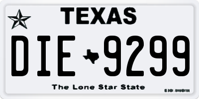 TX license plate DIE9299