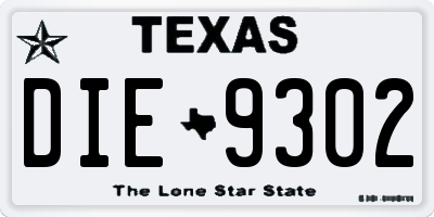 TX license plate DIE9302