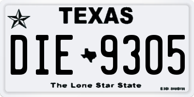TX license plate DIE9305