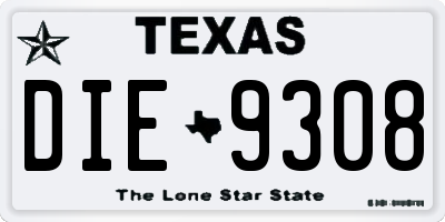 TX license plate DIE9308