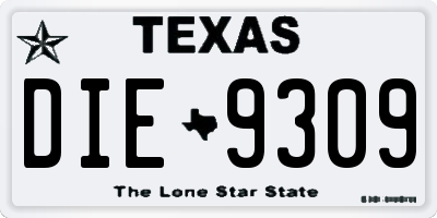 TX license plate DIE9309