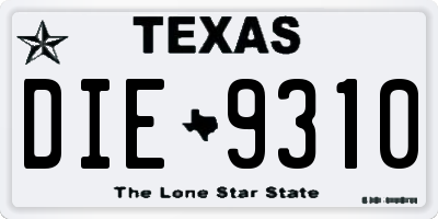 TX license plate DIE9310