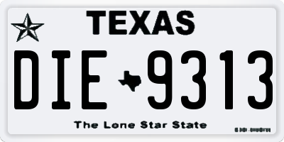TX license plate DIE9313