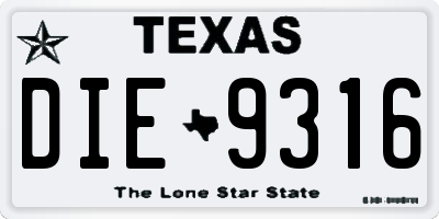 TX license plate DIE9316